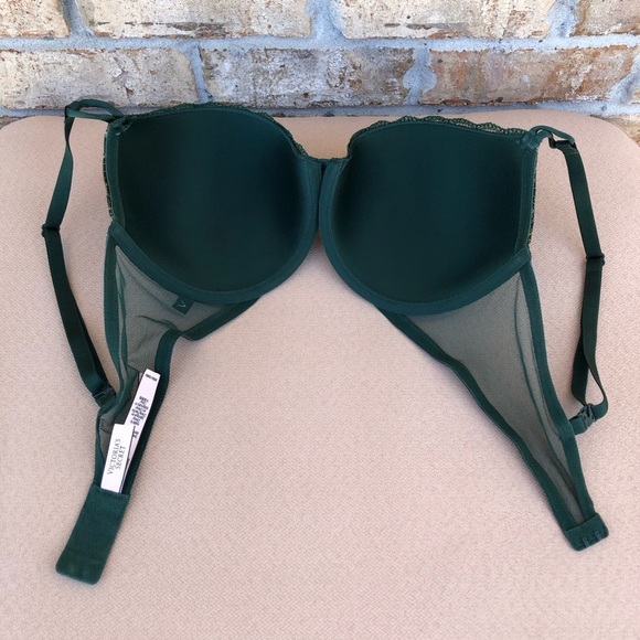 Victoria’s Secret Green With Gold Shimmer Women's Demi Cup Under Wire Bra 36D - Picture 9 of 16